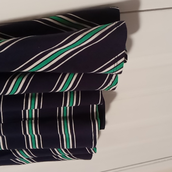 NWT Navy with Green & White Stripes A line Skater Skirt Juniors Sz Large - Picture 5 of 6